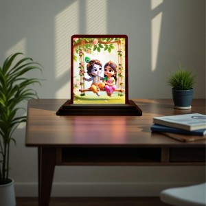 Car Desk/Table Top Little Radha Krishna Wooden Photo Stand 3x4 Inches, Compact & Stylish Spiritual Display For Car, Home & Office (Pack Of 1) (F14452) Car Desk/Table Top Little Radha Krishna Wooden Photo Stand 3x4 Inches, Compact & Stylish Spiritual Display For Car, Home & Office (Pack Of 1) (F14452)