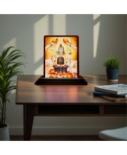 Car Desk/Table Top Lord Shiva Wooden Photo Stand 3x4 Inches, Compact & Stylish Spiritual Display For Car, Home & Office (Pack Of 1) (F15103)