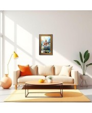 Goddess Saraswathi Digital Golden Balck Color Photo Frame | Hindu Religious Wall Decor | 10x16 Inches - Inspirational Wall Art For Office, Home Decor - Ideal Spiritual Gift (F16539)