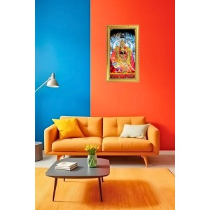 Tulja Bhavani Digital Golden Color Photo Frame | Hindu Religious Wall Decor | 8x15 Inches - Inspirational Wall Art For Office, Home Decor - Ideal Spiritual Gift (F10347)