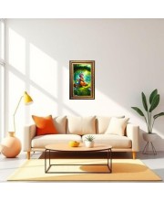 Lord Krishna Digital Golden Balck Color Photo Frame | Hindu Religious Wall Decor | 10x16 Inches - Inspirational Wall Art For Office, Home Decor - Ideal Spiritual Gift (F16803)