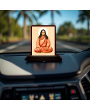 Car Desk/Table Top Paramahamsa Yogananda Wooden Photo Stand 3x4 Inches, Compact & Stylish Spiritual Display For Car, Home & Office (Pack Of 1) (F14477)