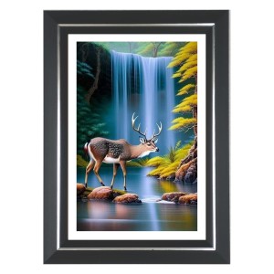 Deer And Waterfall Photo Wall & Table Frame | 10x14 Inch Black Designer | Perfect For Gifting & Home Decor (F9618) Deer And Waterfall Photo Wall & Table Frame | 10x14 Inch Black Designer | Perfect For Gifting & Home Decor (F9618)