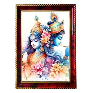 Radha Krishna Photo Frame For Wall & Table | 7x9 Inch Golden Cherry Finish | Decorative Radha Krishna Photo Frame For Home, Office & Pooja Room (F11579) Radha Krishna Photo Frame For Wall & Table | 7x9 Inch Golden Cherry Finish | Decorative Radha Krishna Photo Frame For Home, Office & Pooja Room (F11579)