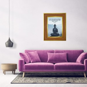 Lord Buddha Photo Frame 10x14 Inches-Brown Wooden Frame For Home, Office & Temple Decoration And Gifting (F6346)