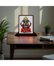 Car Desk/Table Top Lord Ganesh Wooden Photo Stand 3x4 Inches, Compact & Stylish Spiritual Display For Car, Home & Office (Pack Of 1) (F15182)