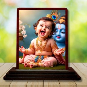 Car Desk/Table Top Lord Krishna Wooden Photo Stand 3x4 Inches, Compact & Stylish Spiritual Display For Car, Home & Office (Pack Of 1) (F14458) Car Desk/Table Top Lord Krishna Wooden Photo Stand 3x4 Inches, Compact & Stylish Spiritual Display For Car, Home & Office (Pack Of 1) (F14458)