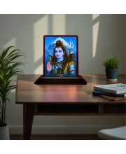 Car Desk/Table Top Lord Shiva Wooden Photo Stand 3x4 Inches, Compact & Stylish Spiritual Display For Car, Home & Office (Pack Of 1) (F15101)