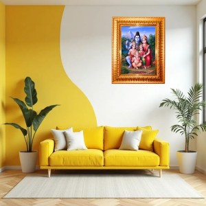 Goddess Shiv, Parvati Family Golden Designer Photo Frame | 10x14 Inch Religious Wall Hanging Frame For Home & Office Decoration | Hindu Deity Spiritual Gift Item Goddess Shiv, Parvati Family Golden Designer Photo Frame | 10x14 Inch Religious Wall Hanging Frame For Home & Office Decoration | Hindu Deity Spiritual Gift Item