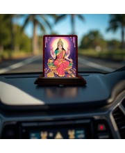 Car Desk/Table Top Goddess Lakshmi Wooden Photo Stand 3x4 Inches, Compact & Stylish Spiritual Display For Car, Home & Office (Pack Of 1) (F14542)