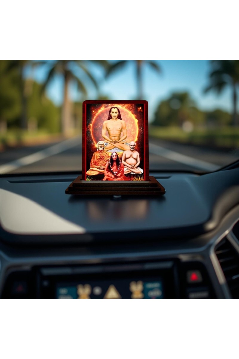 Car Desk/Table Top Mahavathar Babaji Wooden Photo Stand 3x4 Inches, Compact & Stylish Spiritual Display For Car, Home & Office (Pack Of 1) (F14321)