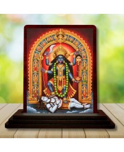 Car Desk/Table Top Maa Kali Wooden Photo Stand 3x4 Inches, Compact & Stylish Spiritual Display For Car, Home & Office (Pack Of 1) (F15058)