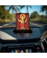 Car Desk/Table Top Lord Ganesha Wooden Photo Stand 3x4 Inches, Compact & Stylish Spiritual Display For Car, Home & Office (Pack Of 1) (F14266)