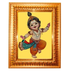 Lord Vishnu Golden Designer Photo Frame | 10x14 Inch Religious Wall Hanging Frame For Home, Office Decoration and Spiritual Gift Item (M6)