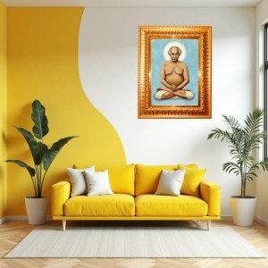 Lahiri Mahasaya Golden Designer Photo Frame | 14x18 Inch Religious Wall Hanging Frame For Home & Office Decoration | Hindu Deity Spiritual Gift Item Lahiri Mahasaya Golden Designer Photo Frame | 14x18 Inch Religious Wall Hanging Frame For Home & Office Decoration | Hindu Deity Spiritual Gift Item