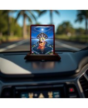 Car Desk/Table Top Lord Krishna Wooden Photo Stand 3x4 Inches, Compact & Stylish Spiritual Display For Car, Home & Office (Pack Of 1) (F14301)