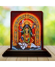 Car Desk/Table Top Maa Kali Wooden Photo Stand 3x4 Inches, Compact & Stylish Spiritual Display For Car, Home & Office (Pack Of 1) (F15093)