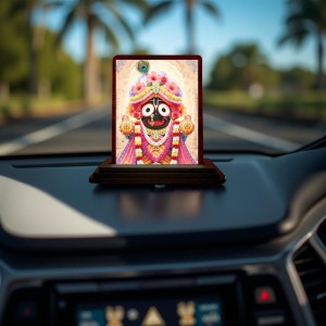 Car Desk/Table Top Lord Jagannath Wooden Photo Stand 3x4 Inches, Compact & Stylish Spiritual Display For Car, Home & Office (Pack Of 1) (F14598) Car Desk/Table Top Lord Jagannath Wooden Photo Stand 3x4 Inches, Compact & Stylish Spiritual Display For Car, Home & Office (Pack Of 1) (F14598)
