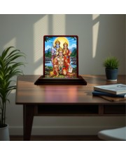 Car Desk/Table Top Lord Ram Siya Wooden Photo Stand 3x4 Inches, Compact & Stylish Spiritual Display For Car, Home & Office (Pack Of 1) (F15137)