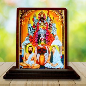 Car Desk/Table Top Goddess Maa Kali Wooden Photo Stand 3x4 Inches, Compact & Stylish Spiritual Display For Car, Home & Office (Pack Of 1) (F14177)