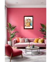Rama Sita Laxman In Ram Darbar Photo Frame For Wall & Table | 7x9 Inch Golden Cherry Finish | Decorative Rama Sita Laxman In Ram Darbar Photo Frame For Home, Office & Pooja Room (F11433)