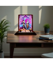 Car Desk/Table Top Lord Radha Krishna Wooden Photo Stand 3x4 Inches, Compact & Stylish Spiritual Display For Car, Home & Office (Pack Of 1) (F15121)
