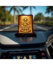 Car Desk/Table Top Lord Ganesha Wooden Photo Stand 3x4 Inches, Compact & Stylish Spiritual Display For Car, Home & Office (Pack Of 1) (F14171)