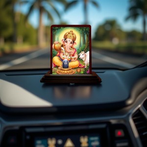 Car Desk/Table Top Lord Ganesha Wooden Photo Stand 3x4 Inches, Compact & Stylish Spiritual Display For Car, Home & Office (Pack Of 1) (F14524) Car Desk/Table Top Lord Ganesha Wooden Photo Stand 3x4 Inches, Compact & Stylish Spiritual Display For Car, Home & Office (Pack Of 1) (F14524)