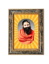 Baba Ramdev Spiritual Guru Digital Photo In Designer Frame, Size 14x18 Inch | Hindu Religious Picture For Home Temple, Office & Gift | Wall Art & Pooja Decor (F10441)