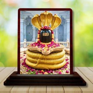 Car Desk/Table Top Jyothirlingam Wooden Photo Stand 3x4 Inches, Compact & Stylish Spiritual Display For Car, Home & Office (Pack Of 1) (F14472)