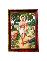 Lord Nilkanth Varni Swaminarayan Photo Frame For Wall & Table | 7x9 Inch Golden Cherry Finish | Decorative Lord Nilkanth Varni Swaminarayan Photo Frame For Home, Office & Pooja Room (F11417)