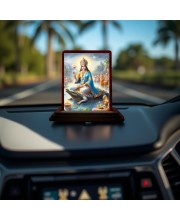 Car Desk/Table Top Goddess Ganga Wooden Photo Stand 3x4 Inches, Compact & Stylish Spiritual Display For Car, Home & Office (Pack Of 1) (F14157)