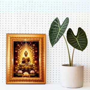 Lord Gautam Buddha Golden Designer Photo Frame | 16x20 Inch Religious Wall Hanging Frame For Home & Office Decoration | Hindu Deity Spiritual Gift Item Lord Gautam Buddha Golden Designer Photo Frame | 16x20 Inch Religious Wall Hanging Frame For Home & Office Decoration | Hindu Deity Spiritual Gift Item