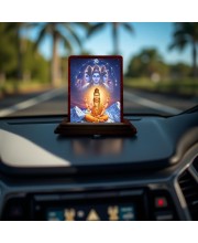 Car Desk/Table Top Lord Dattatreya Wooden Photo Stand 3x4 Inches, Compact & Stylish Spiritual Display For Car, Home & Office (Pack Of 1) (F14340)