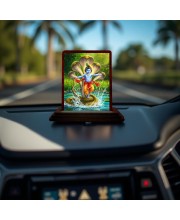 Car Desk/Table Top Lord Krishna Wooden Photo Stand 3x4 Inches, Compact & Stylish Spiritual Display For Car, Home & Office (Pack Of 1) (F14300)