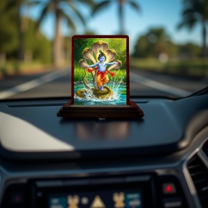 Car Desk/Table Top Lord Krishna Wooden Photo Stand 3x4 Inches, Compact & Stylish Spiritual Display For Car, Home & Office (Pack Of 1) (F14300) Car Desk/Table Top Lord Krishna Wooden Photo Stand 3x4 Inches, Compact & Stylish Spiritual Display For Car, Home & Office (Pack Of 1) (F14300)