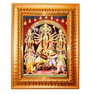 Goddess Maa Durga Golden Designer Photo Frame | 12x16 Inch Religious Wall Hanging Frame For Home & Office Decoration | Hindu Deity Spiritual Gift Item Goddess Maa Durga Golden Designer Photo Frame | 12x16 Inch Religious Wall Hanging Frame For Home & Office Decoration | Hindu Deity Spiritual Gift Item