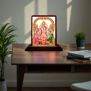 Car Desk/Table Top Lord Murugan Wooden Photo Stand 3x4 Inches, Compact & Stylish Spiritual Display For Car, Home & Office (Pack Of 1) (F14541)