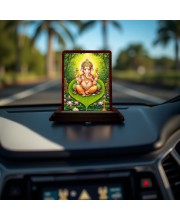 Car Desk/Table Top Lord Ganesha Wooden Photo Stand 3x4 Inches, Compact & Stylish Spiritual Display For Car, Home & Office (Pack Of 1) (F14526)