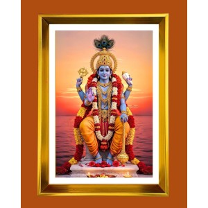 Lord Vishnu Golden Photo Frame - 10x14 Inches | Elegant Wooden Frame For Home, Office & Temple Decoration | Spiritual Wall & Table Decor And Gift Item (F9680) Lord Vishnu Golden Photo Frame - 10x14 Inches | Elegant Wooden Frame For Home, Office & Temple Decoration | Spiritual Wall & Table Decor And Gift Item (F9680)