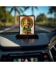 Car Desk/Table Top Lord Ganesha Wooden Photo Stand 3x4 Inches, Compact & Stylish Spiritual Display For Car, Home & Office (Pack Of 1) (F14262)