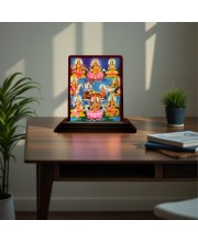 Car Desk/Table Top Lord Vishnu Maa Laxmi Wooden Photo Stand 3x4 Inches, Compact & Stylish Spiritual Display For Car, Home & Office (Pack Of 1) (F15176)