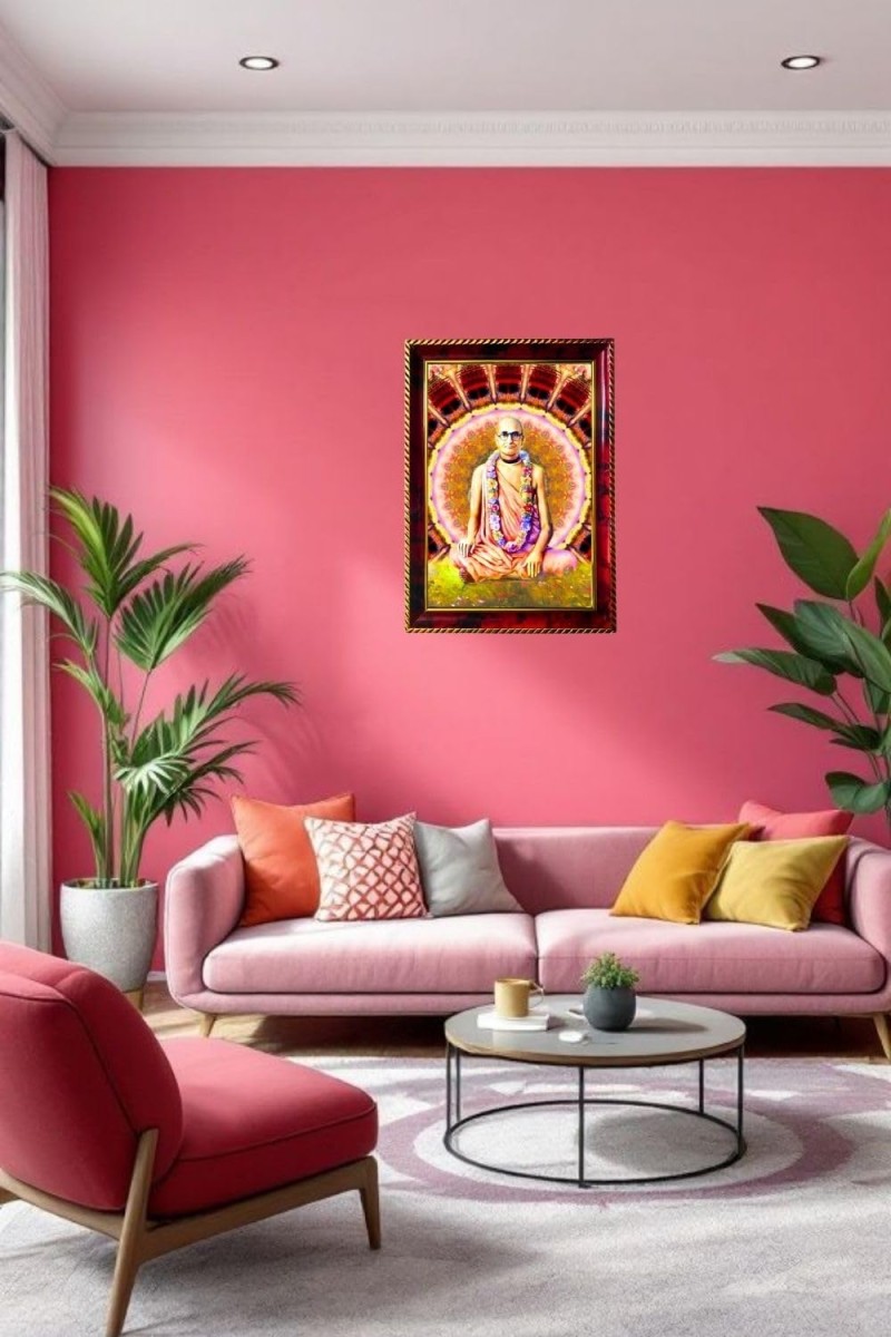 Srila Bhaktisiddhanta Saraswati Thakura Photo Frame For Wall & Table | 7x9 Inch Golden Cherry Finish | Decorative Srila Bhaktisiddhanta Saraswati Thakura Photo Frame For Home, Office & Pooja Room (F11