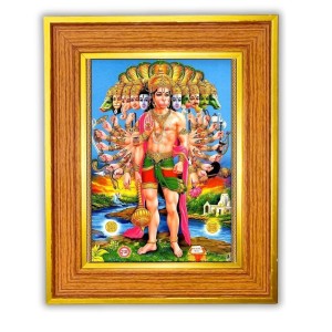 Panchmukhi Hanuman Photo Frame 12x16 Inches-Brown Wooden Frame For Home, Office & Temple Decoration And Gifting (F6492) Panchmukhi Hanuman Photo Frame 12x16 Inches-Brown Wooden Frame For Home, Office & Temple Decoration And Gifting (F6492)
