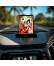 Car Desk/Table Top Yashodha Krishna Wooden Photo Stand 3x4 Inches, Compact & Stylish Spiritual Display For Car, Home & Office (Pack Of 1) (F14272)