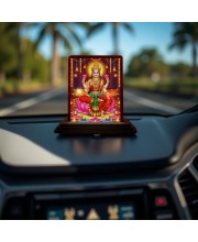 Car Desk/Table Top Goddess Lakshmi Wooden Photo Stand 3x4 Inches, Compact & Stylish Spiritual Display For Car, Home & Office (Pack Of 1) (F14169)
