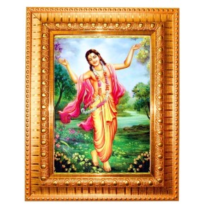 Sri Chaitanya Mahaprabhu Golden Designer Photo Frame | 10x14 Inch Religious Wall Hanging Frame For Home & Office Decoration | Hindu Deity Spiritual Gift Item Sri Chaitanya Mahaprabhu Golden Designer Photo Frame | 10x14 Inch Religious Wall Hanging Frame For Home & Office Decoration | Hindu Deity Spiritual Gift Item