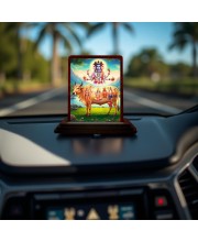 Car Desk/Table Top Lord Dattatreya Wooden Photo Stand 3x4 Inches, Compact & Stylish Spiritual Display For Car, Home & Office (Pack Of 1) (F14639)