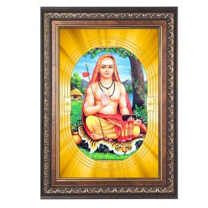 Adi Shankaracharya Spiritual Guru Digital Photo In Designer Frame, Size 12x18 Inch | Hindu Religious Picture For Home Temple, Office & Gift | Wall Art & Pooja Decor (F10450)
