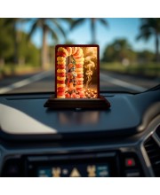 Car Desk/Table Top Lord Krishna Wooden Photo Stand 3x4 Inches, Compact & Stylish Spiritual Display For Car, Home & Office (Pack Of 1) (F14399)